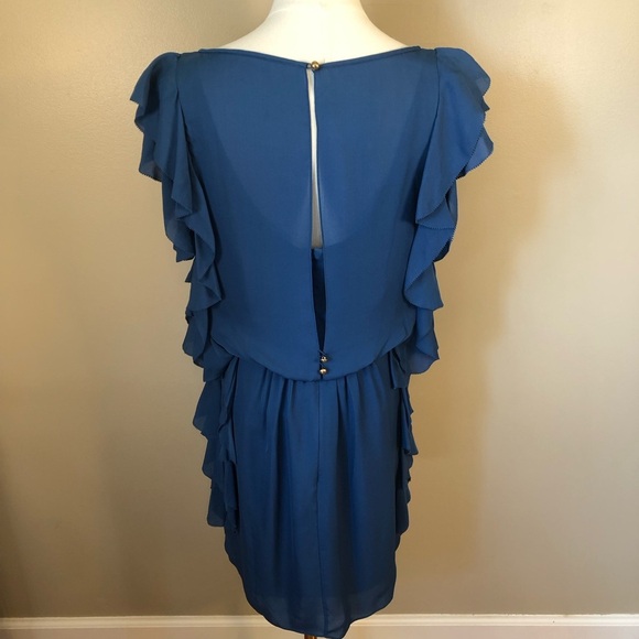 NWT Tibi Silk Royal Blue Ruffle Blouson Sleeveless Mini Formal Dress Size 8 - Picture 3 of 11